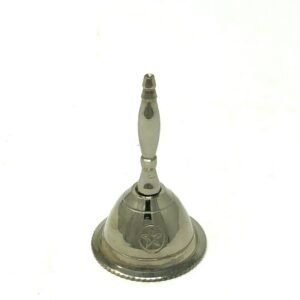 Witchcraft~Silver Tone Small Brass Altar Bell Pentacle Pentagram 3" Wicca New!!