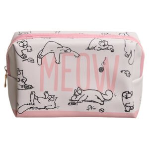 Collectable Design~Simon's Cat (YouTube) Handy PVC Make Up Toiletry Wash Bag Meow Durable Pink Cute