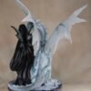 Fairy Collection~Large Dark Fairy With White Dragon Figurine Statue 17.75" High Resin New In Box!