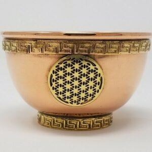 Wicca & Paganism~Flower of Life Symbol Copper Offering Bowl 3"D: Incense Resin Smudge Burner Hold