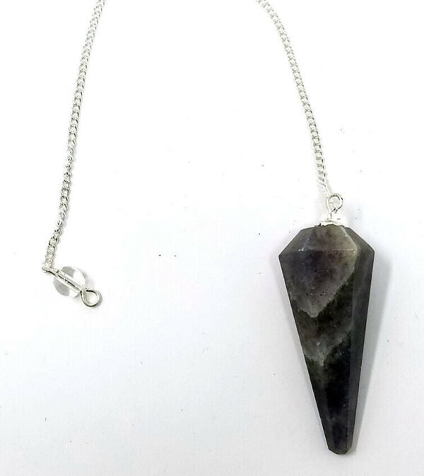 Magicun Stone~Iolite Gemstone Pendulum with Chain, Faceted (Natural Crystal Stone)