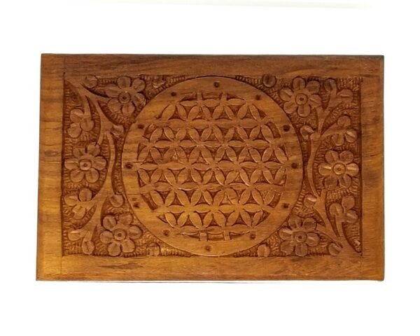 Wicca & Paganism~Flower of Life Wooden Carved Box, 4x6", Hand Carved, Brand New