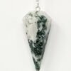 Magicun Stone~Tree Agate Pendulum with Chain, Faceted (Natural Crystal Stone)