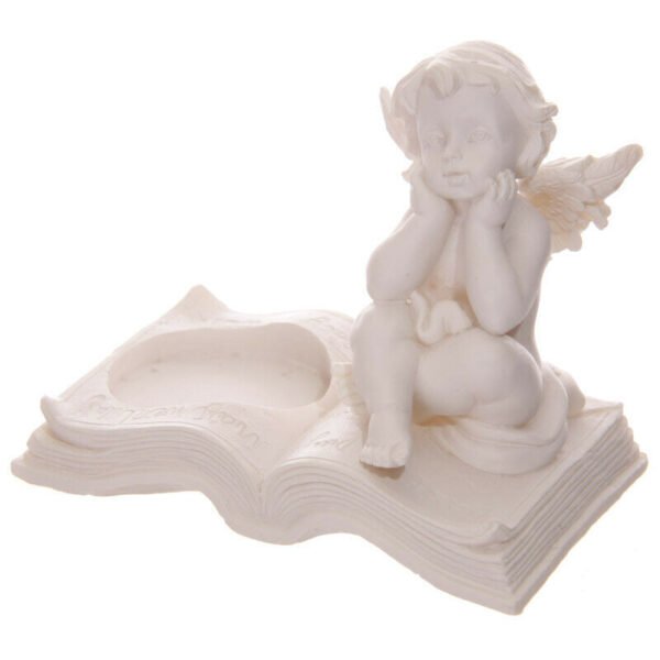 Home Decor~Decorative Cherub Tealight Holder Sitting on Book