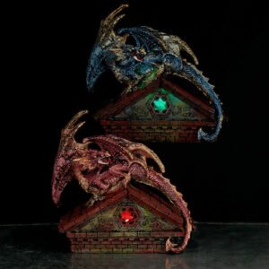 Collectable design~Stained Glass Window Roof Top LED Dark Legends Dragon Figurine