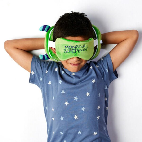 Home Decor~RESTEAZZZ GREEN MONSTARZ SUPER SOFT PLUSH TRAVEL CUSHION PILLOW & EYE MASK