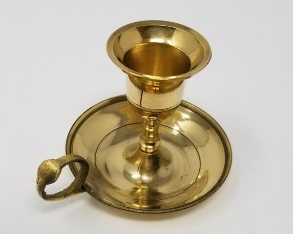 WICCA & PAGANISM~Brass Candle Holder with Finger Ring for Taper Candles (Chamberstick Wicca)