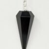 Magicun Stone~Black Tourmaline Pendulum with Chain, Faceted (Natural Crystal Stone)