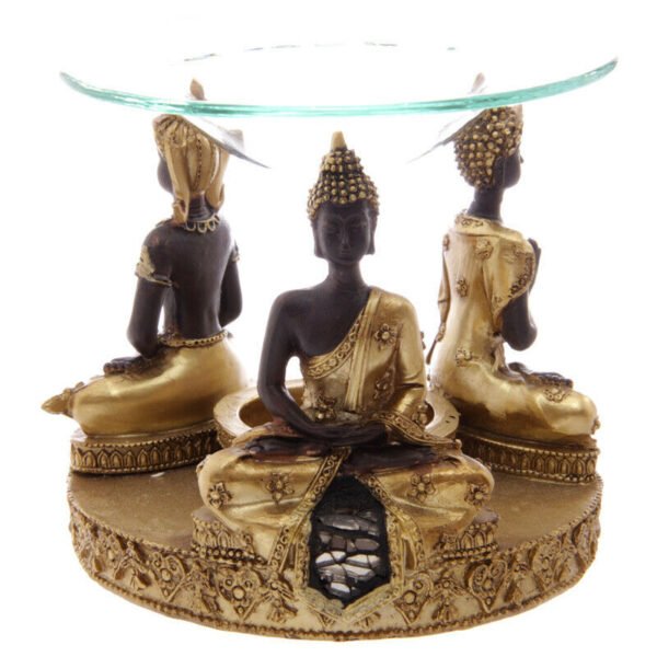 Home Fragrance~Decorative Gold and Brown Thai Buddha Oil Burner with Dish
