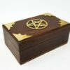 Wicca & Paganism~Brass Pentagram Pentacle Wooden Box Altar Stash Jewelry Wicca Pagan Metaphysical