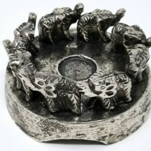 Home Fragrances ~NEW Elephants in Circle Metal Cone Stick Incense Burner 4.75" R