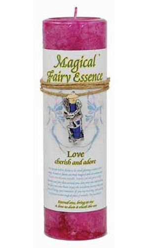 Magic Candle~Love 6-1/4" Handmade Ritual Pillar Candle with Fairy Dust Charm Pendant Necklace