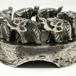 Home Fragrances ~NEW Elephants in Circle Metal Cone Stick Incense Burner 4.75" R