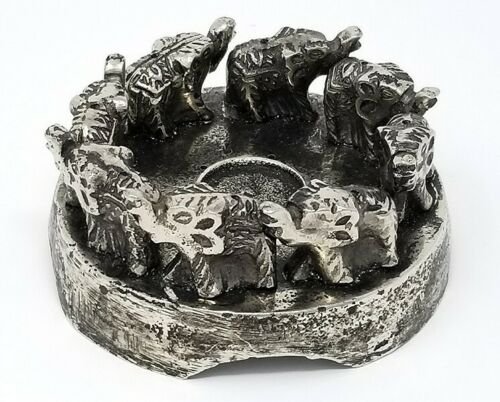 Home Fragrances ~NEW Elephants in Circle Metal Cone Stick Incense Burner 4.75" R