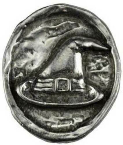 Witchcraft~Witch's Hat Pewter Pocket Stone Altar Coin Wicca Pagan Amulet Talisman Magick