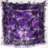 Witchcraft~Purple Tie Dye Triple Moon Goddess Tarot Altar Cloth 18" X 18" Wicca Pagan