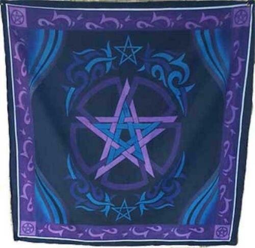 Witchcraft~Purple Blue Celtic Pentacle Pentagram Altar Cloth 36" X 36" 100% Cotton