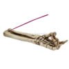 Witchcraft~Skeleton Devil Horn Hand Sign Bone Stick Incense Burner Figurine 9 1/2 Inch