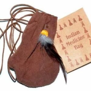 Witchcraft~Soft Brown Leather Medicine Dream Bag Indian 3" Tote With Cord