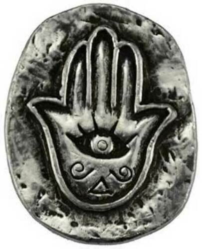 Witchcraft~Hamsa Hand Pocket Stone Altar Coin Wicca Pagan Amulet Talisman Magick