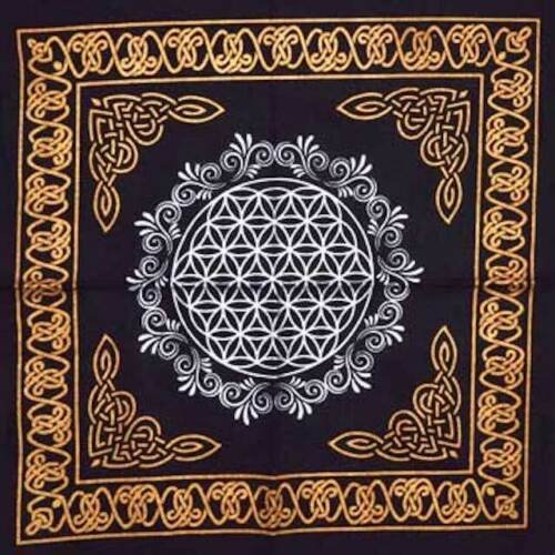 Witchcraft~Flower of Life Altar Tarot Cloth or Crystal Grid 18 X 18 Wicca Pagan
