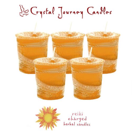 Magic Candle~Set of 5 "Joy" Happiness Herbal Magic Reiki Charged Essential Oil Votive Candles