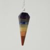 Magicun Stone~Seven Chakra Bonded Pendulum 1.75"L with Chain, Faceted (Natural Crystal Stone)