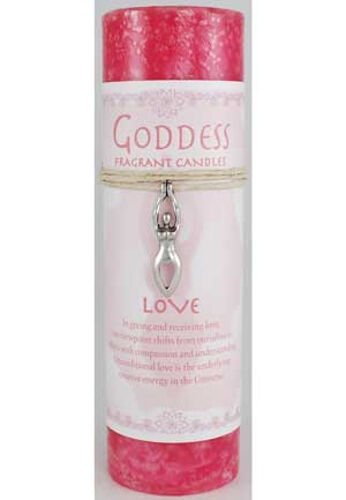Magic Candle~Love 6-1/4" Handmade Ritual Pillar Candle with Goddess Charm Pendant Necklace