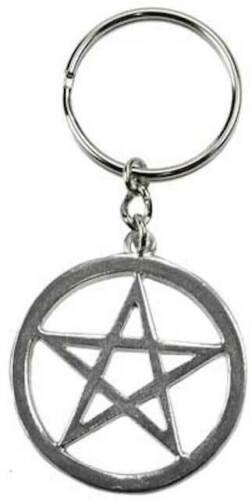 Witchcraft~Pentacle Pentagram Pewter Keychain Pagan Wicca Keyring
