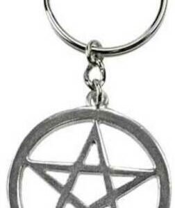 Witchcraft~Pentacle Pentagram Pewter Keychain Pagan Wicca Keyring