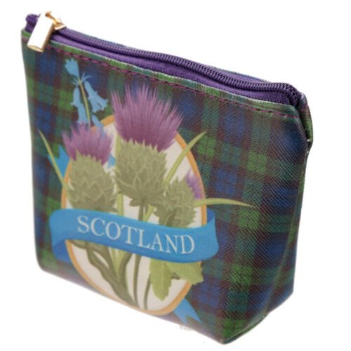 Collectable Design~Handy PVC Make Up Bag Purse Bonnie Scotland Wash Toiletry Bag Souvenir Thistle