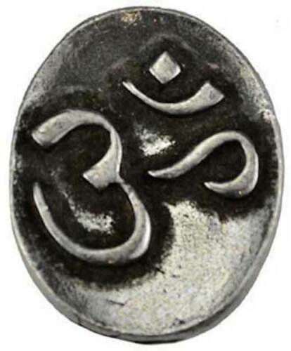Witchcraft~OM Aum Pewter Pocket Stone Altar Coin Wicca Pagan Amulet Talisman Magick