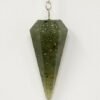 Magicun Stone~Green Aventurine Pendulum with Chain, Faceted (Natural Crystal Stone)