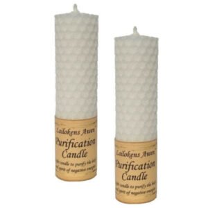 Magic Candle~2 pk Lailokens Awen PURIFICATION White Handmade Beeswax 4" Magick Spell Candles