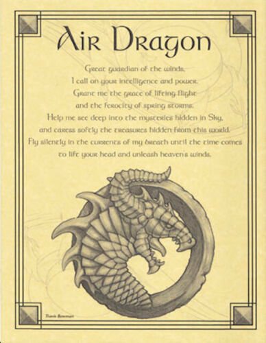 Witchcraft~Air Dragon Parchment Page Poster Book Of Shadows Pagan Wiccan