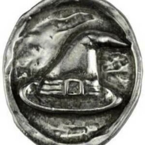 Witchcraft~Witch's Hat Pewter Pocket Stone Altar Coin Wicca Pagan Amulet Talisman Magick
