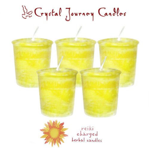 Magic Candle~Set of 5 "Laughter" Happiness Reiki Charged Herbal Essential Oils Votive Candles
