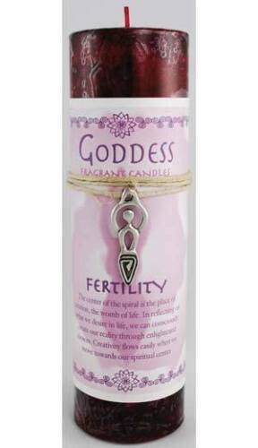 Magic Candle~Fertility 6-1/4" Handmade Ritual Pillar Candle w/ Goddess Charm Pendant Necklace