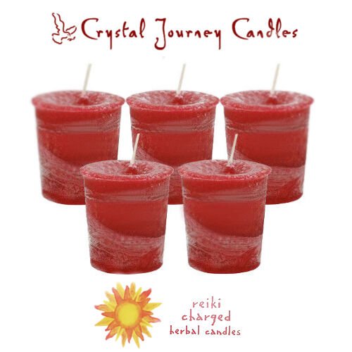 Magic Candle~Set of 5 "Courage" Herbal Magic Reiki Charged Essential Oils Votive Candles