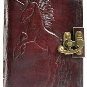 Witchcraft~UNICORN LEATHER BLANK BOOK w/LATCH Unlined HANDCRAFTED - 280 pgs. JOURNAL