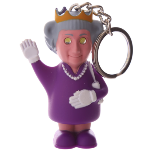 Collectable design~NOVELTY LIGHT AND SOUND QUEEN KEYRING, BRITISH SOUVENIR, ROYAL FAMILY Britain UK