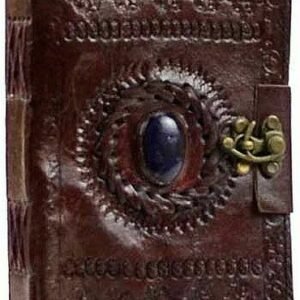 Witchcraft~STONE EYE LEATHER BLANK BOOK w/ LATCH 5" x 7" - 240 pgs. Unlined HANDCRAFTED