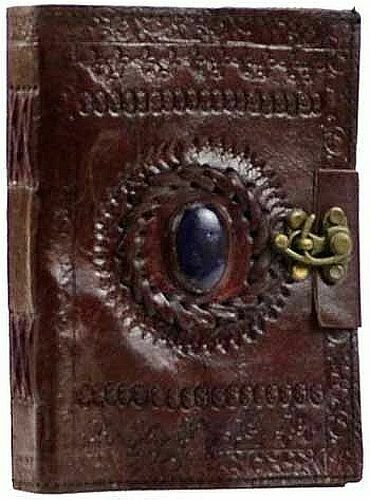 Witchcraft~STONE EYE LEATHER BLANK BOOK w/ LATCH 5" x 7" - 240 pgs. Unlined HANDCRAFTED
