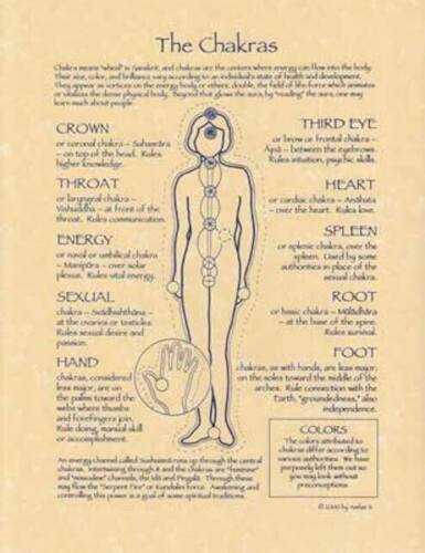 Witchcraft~The Chakras Parchment Page Poster Book Of Shadows