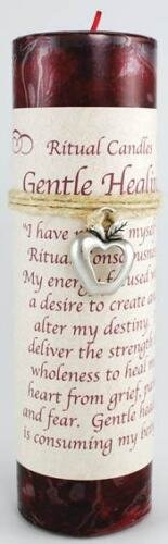 Magic Candle~Gentle Healing 6-1/4" Handmade Ritual Pillar Candle w Apple Heart Charm Necklace