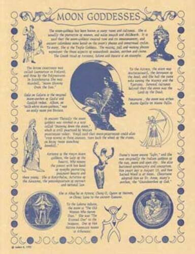 Witchcraft~Moon Goddessess Parchment Page Poster Book Of Shadows Wicca Pagan