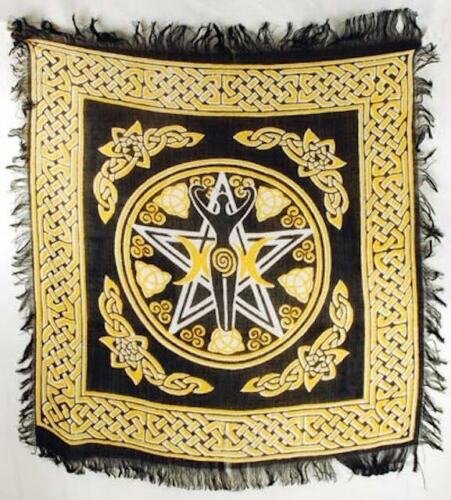Witchcraft~Celtic Pentagram Triple Moon Goddess Altar Tarot Cloth 18 X 18 Pagan Wicca
