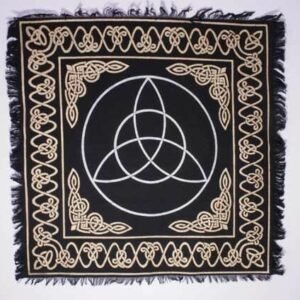 Wicca & Paganism~Gold & Silver on Black Triquetra Altar / Tarot Cloth 24" x 24" (Charmed, Wicca)