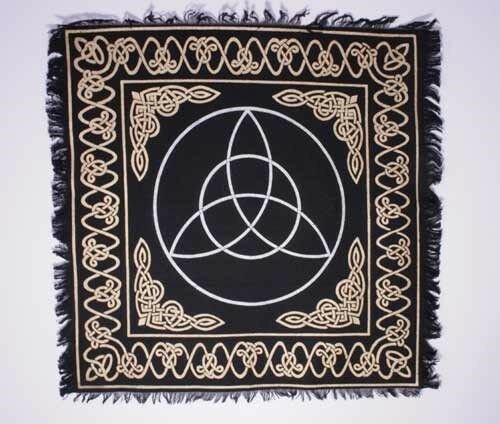 Wicca & Paganism~Gold & Silver on Black Triquetra Altar / Tarot Cloth 24" x 24" (Charmed, Wicca)