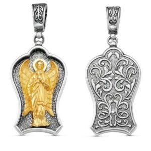 MagicunTarot Cloth~Pendant "Guardian Angel", silver plated with gilding B-94